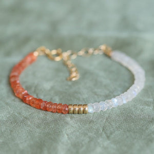 AAAA+ Moonstone bracelet | Sunstone Gemstone Bracelet | sun moon jewelry | Moonstone gift | AAA sunstone bracelet | AAA moonstone jewelry