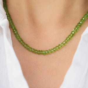 AAAA+ Peridot necklace - beaded peridot necklace - natural green gemstone -peridot jewelry - August birthstone - 16 year anniversary