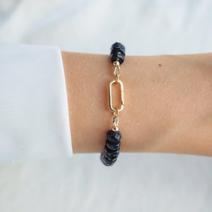 Iolite Carabiner Bracelet | Ombre iolite beaded bracelet | natural iolite bracelet | 14K gold filled iolite bracelet | women's iolite