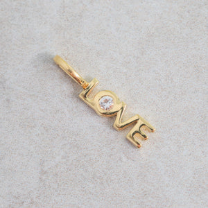 Gold vermeil love pendant with genuine white topaz - HIGH QUALITY [3 microns]