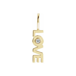 Gold vermeil love pendant with genuine white topaz - HIGH QUALITY [3 microns]