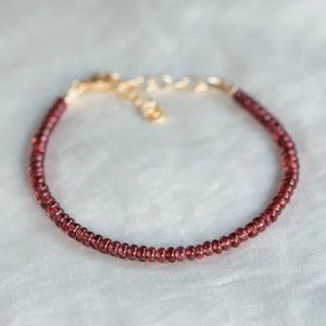 Smooth Garnet Bracelet, Delicate Garnet Rondel Stacking Bracelet, genuine garnet bracelets, Tiny Beads Garnet 4-5mm | gold garnet bracelet