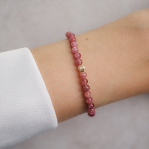 Genuine Pink Tourmaline Bracelet | Pink tourmaline beaded bracelet 4mm | Pink Tourmaline Jewelry | Dainty pink tourmaline