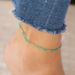 Chrysoprase anklet | BeadedChrysoprase anklet | women's gemstone anklet | delicate Chrysoprase anklet | gold filled Chrysoprase anklet