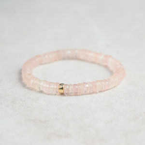 AAAA+ Rose Quartz bracelet | faceted dainty Rose Quartz Bracelet, 14K gold filled, Healing Love Bracelet | rose quartz heishi bracelet