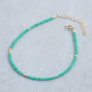 Chrysoprase anklet | BeadedChrysoprase anklet | women's gemstone anklet | delicate Chrysoprase anklet | gold filled Chrysoprase anklet