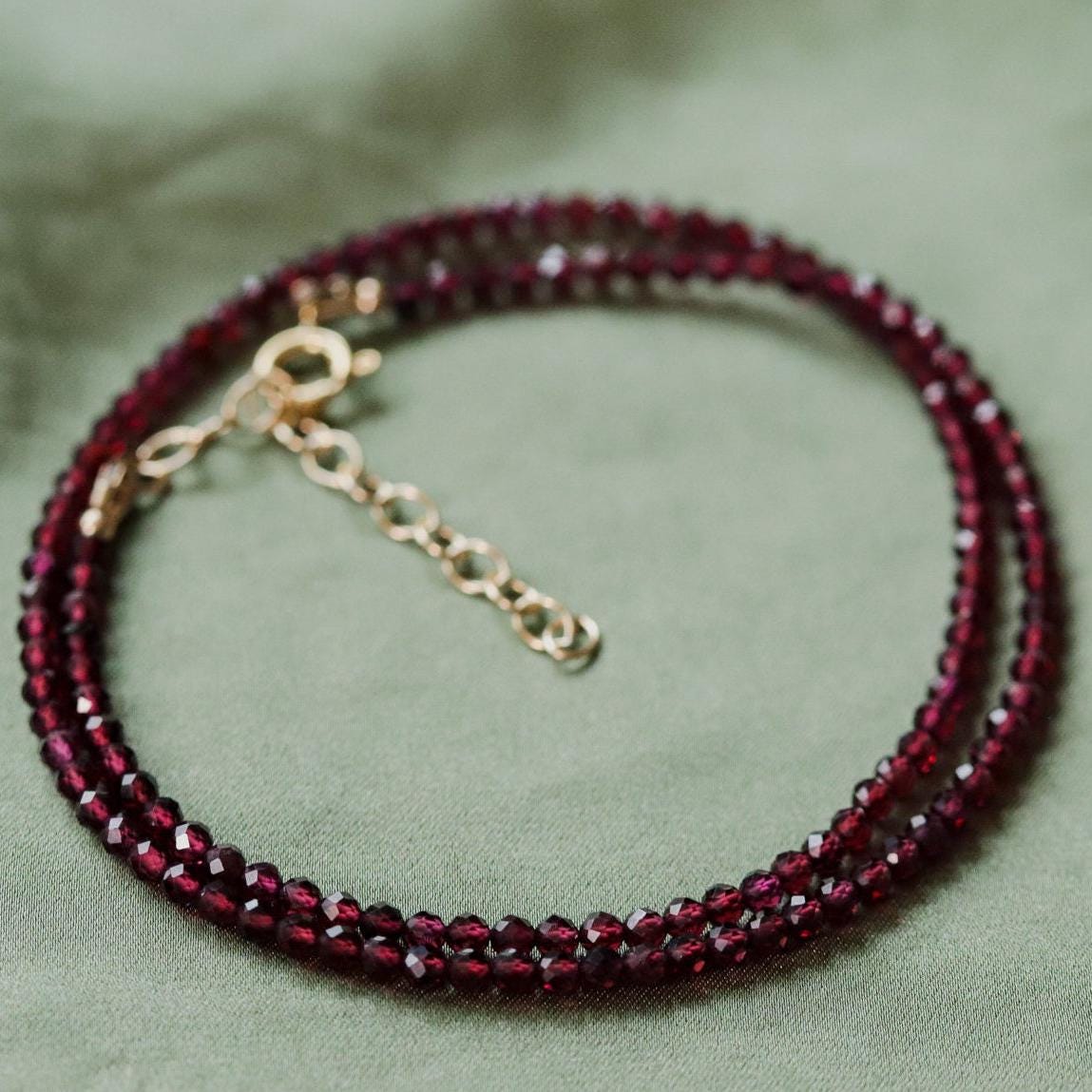 Sparkly Garnet Beaded Necklace