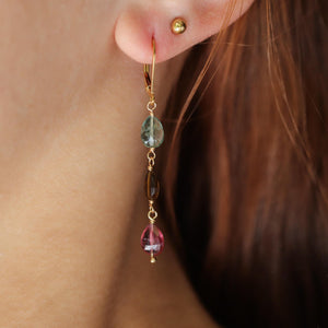 14K gold filled Tourmaline earrings, AAAA+ tourmaline earrings, gold filled tourmaline drop earrings, genuine tourmaline