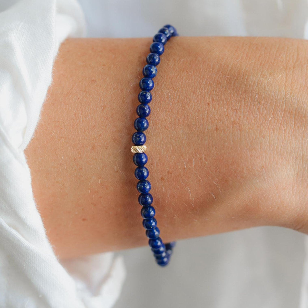 14k shops Gold Lapis Lazuli Beaded Bracelet