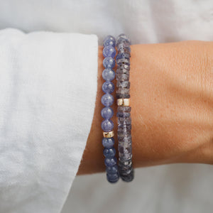 AAA+ Iolite Bracelet | Genuine Iolite Bead Bracelet for Women | Purple iolite beaded bracelet | natural iolite bracelet