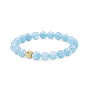 SOLID GOLD aaaa+ aquamarine 8mm bracelet | real gold aquamarine bracelet | top quality aquamarine jewelry | women's aquamarine | aquamarine