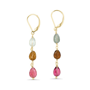 14K gold filled Tourmaline earrings, AAAA+ tourmaline earrings, gold filled tourmaline drop earrings, genuine tourmaline