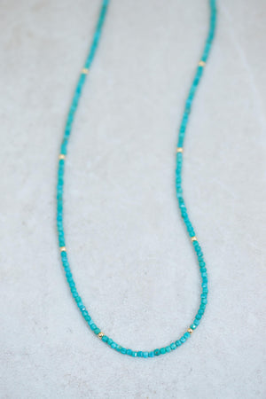 Genuine Turquoise beaded necklace | Natural authentic turquoise | women's turquoise jewelry | faceted turquoise | minimalist #0277