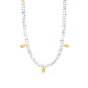 AAAA+ Moonstone Necklace | Rainbow Moonstone | AAAA+ Blue Moonstone Faceted Rondelle Beads Necklace | June birthstone W