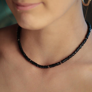 Faceted black spinel necklace