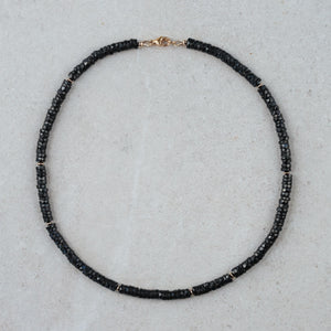 Faceted black spinel necklace