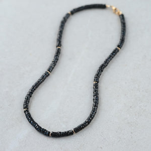 Faceted black spinel necklace