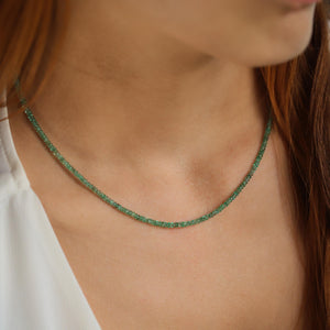 Zambian Emerald Necklace, Zambian emerald necklace | May birthstone necklace | smooth dainty Zambian emerald beaded