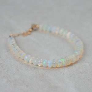 SOLID 14K GOLD Ethiopian Welo Opal Dainty Bracelet. Flashy opal bracelet | Gold Filled | AAA Quality Opal Delicate Stacking Bracelet