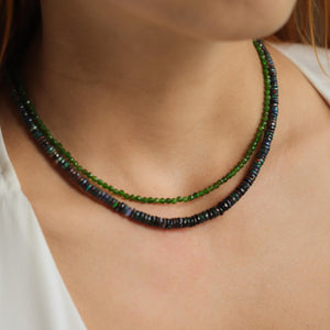 SOLID 14K GOLD Chrome diopside Necklace | Chrome diopside Beaded Necklace | Green Chrome diopside necklace for women | green necklace