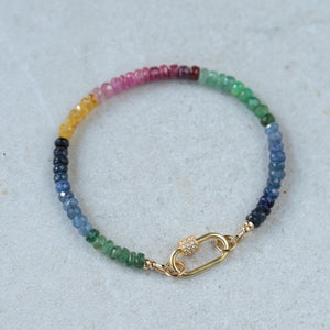 4.5mm Multi Sapphire Bracelet-Ruby Emerald Gemstone Bracelet-Precious Bracelet-Multi Bracelet-Gemstone Jewelry-Yellow Sapphire-Birthstone