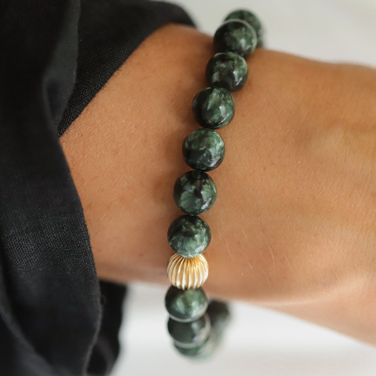 Seraphinite Gemstone Stretch Stackable newest Bracelet