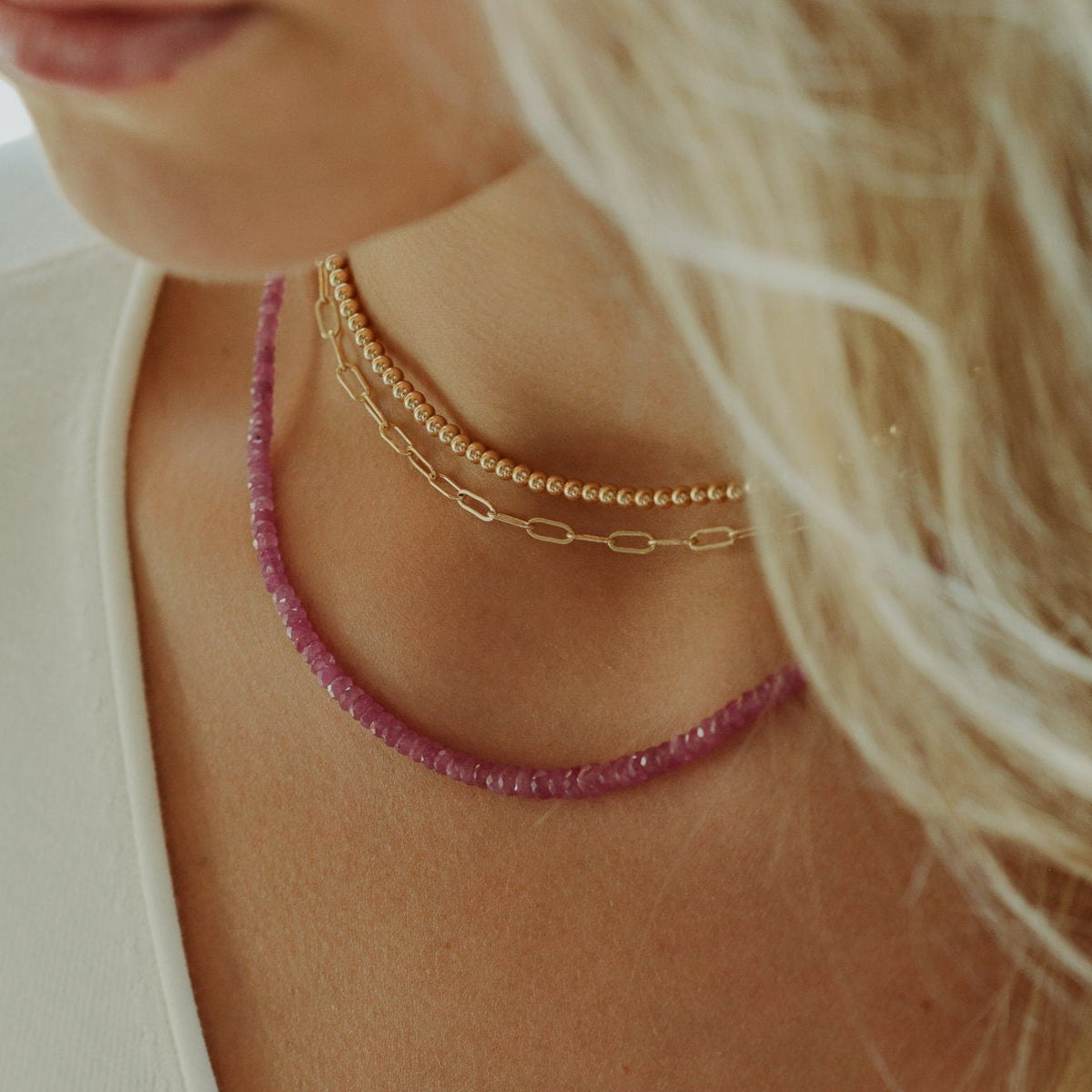 Pink Sapphire Strand Necklace