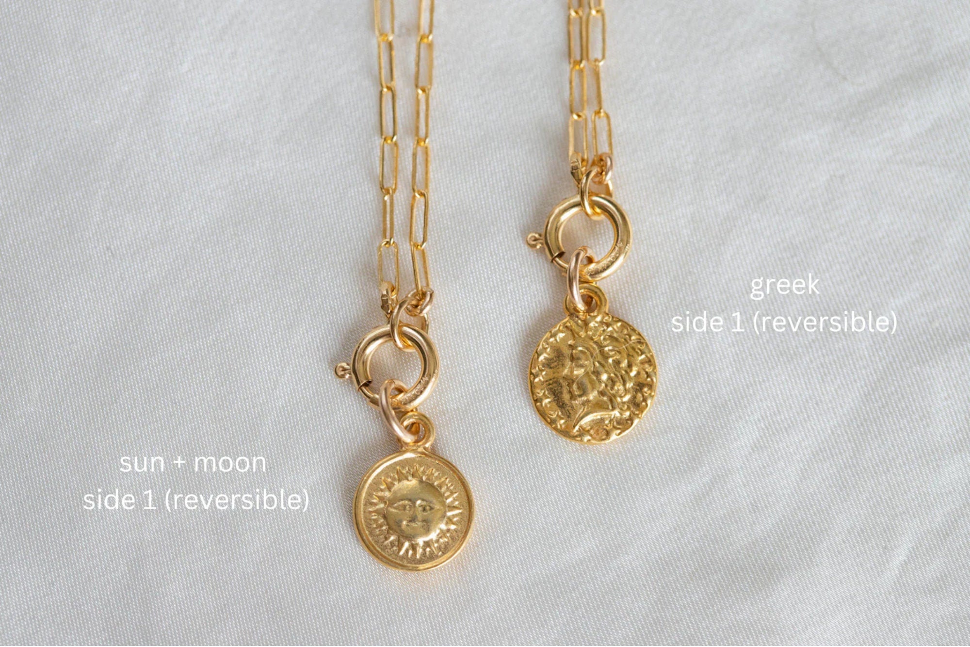 Sun Necklace and Pendant 14k Gold Paperclip Necklace Gold 
